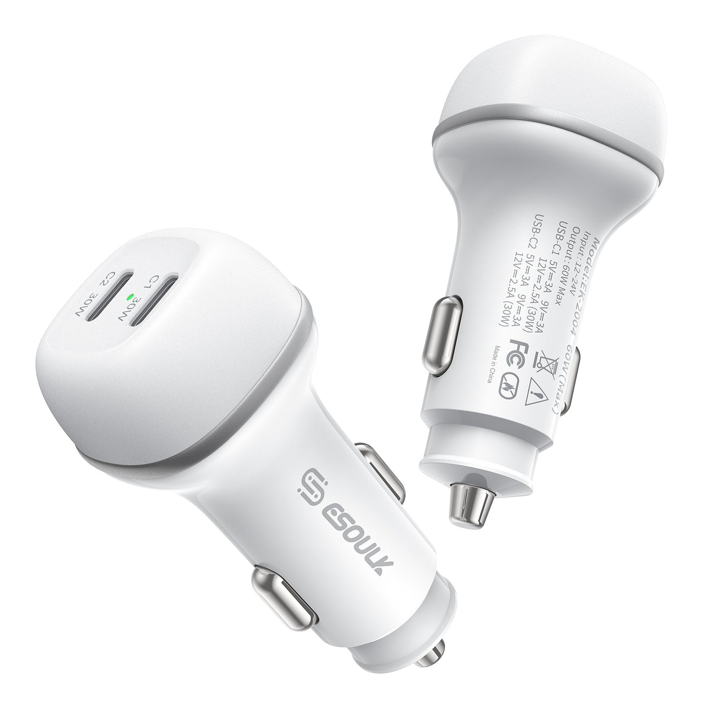 Esoulk 60W PD Dual USB-C Car Charging Plug ( 1108070) (MSRP $39.99)