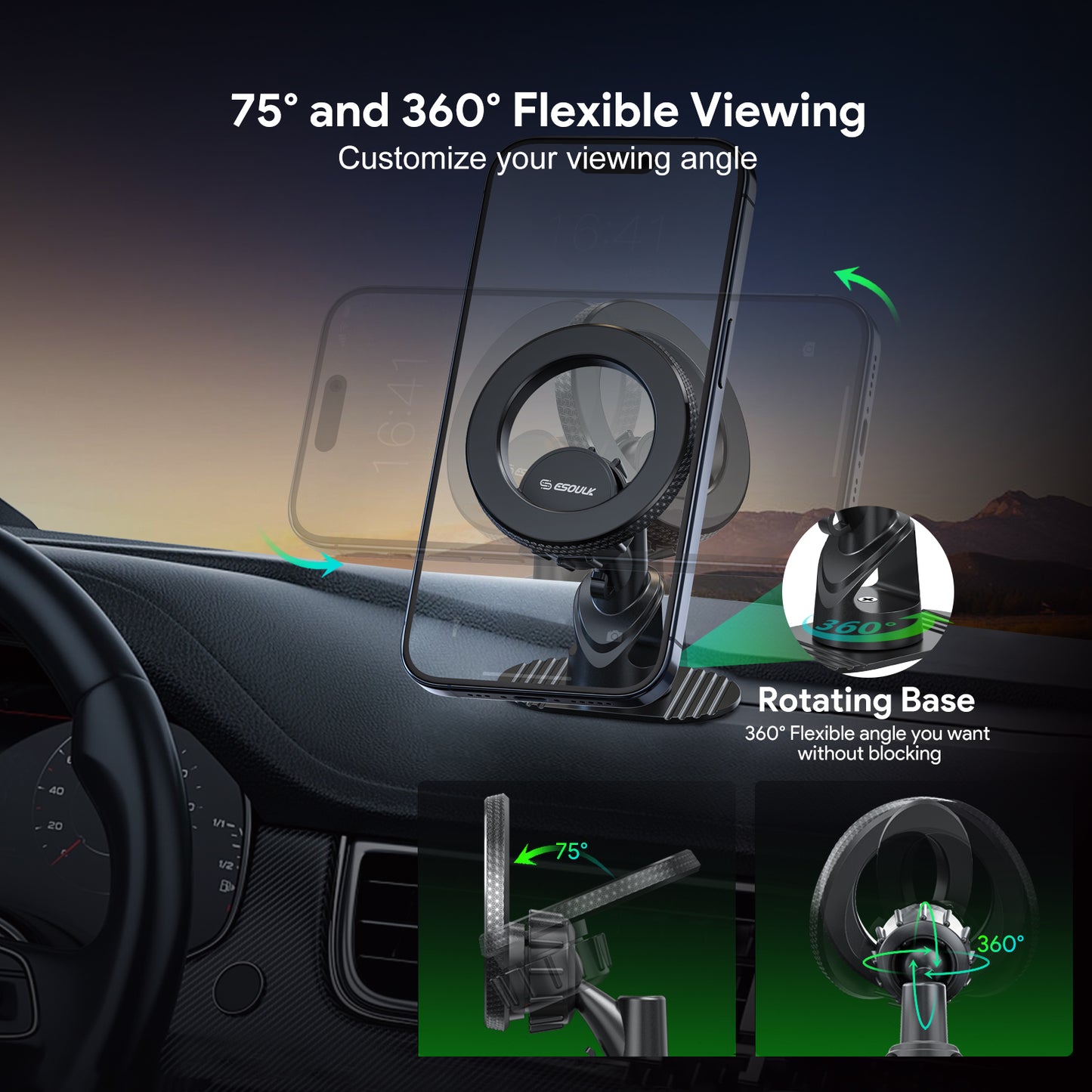 Esoulk Dashboard Magnetic Car Mount - Black (1102710)