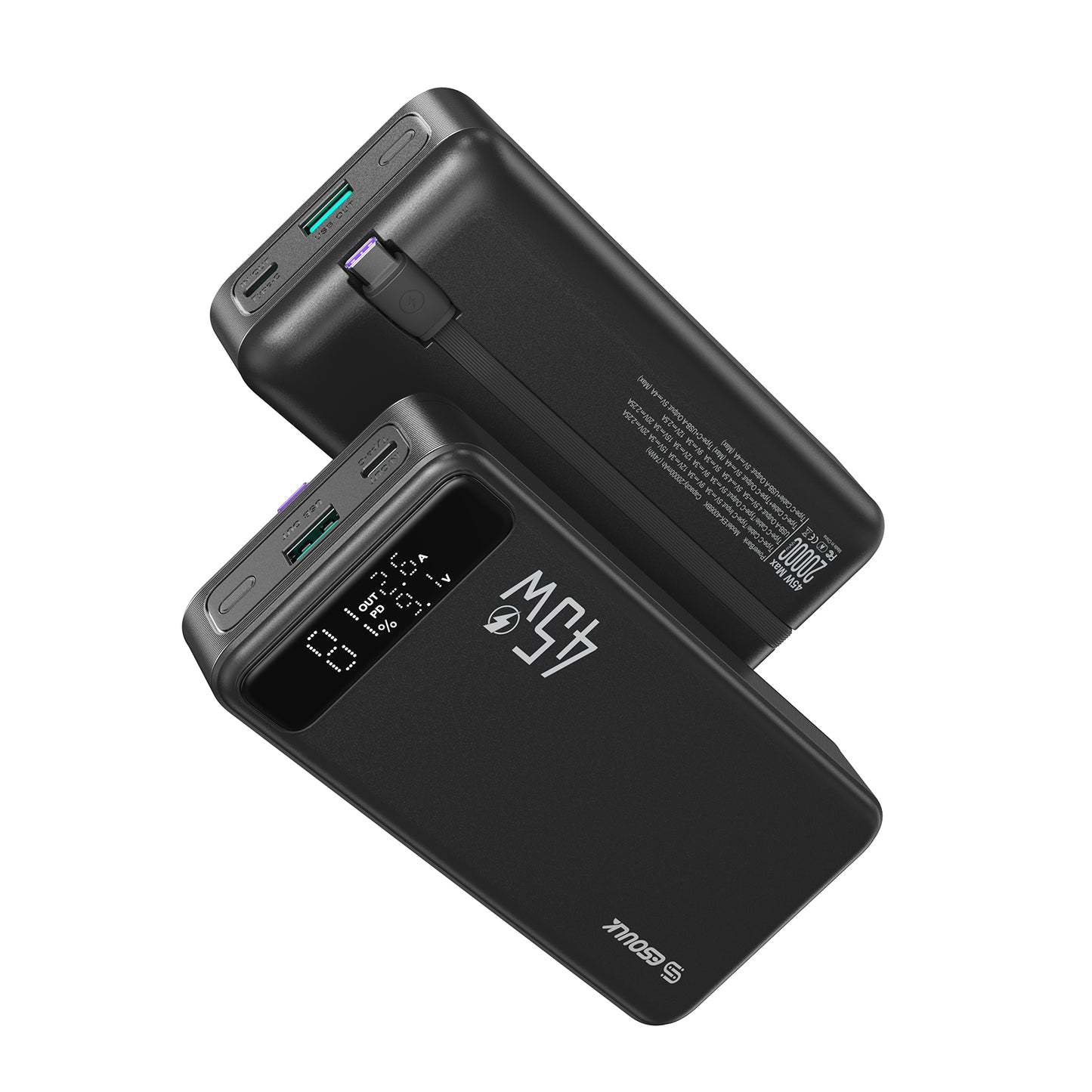 Esoulk 20000mAh PD 45W Built-in USB-C Cable Power Bank (1107473)
