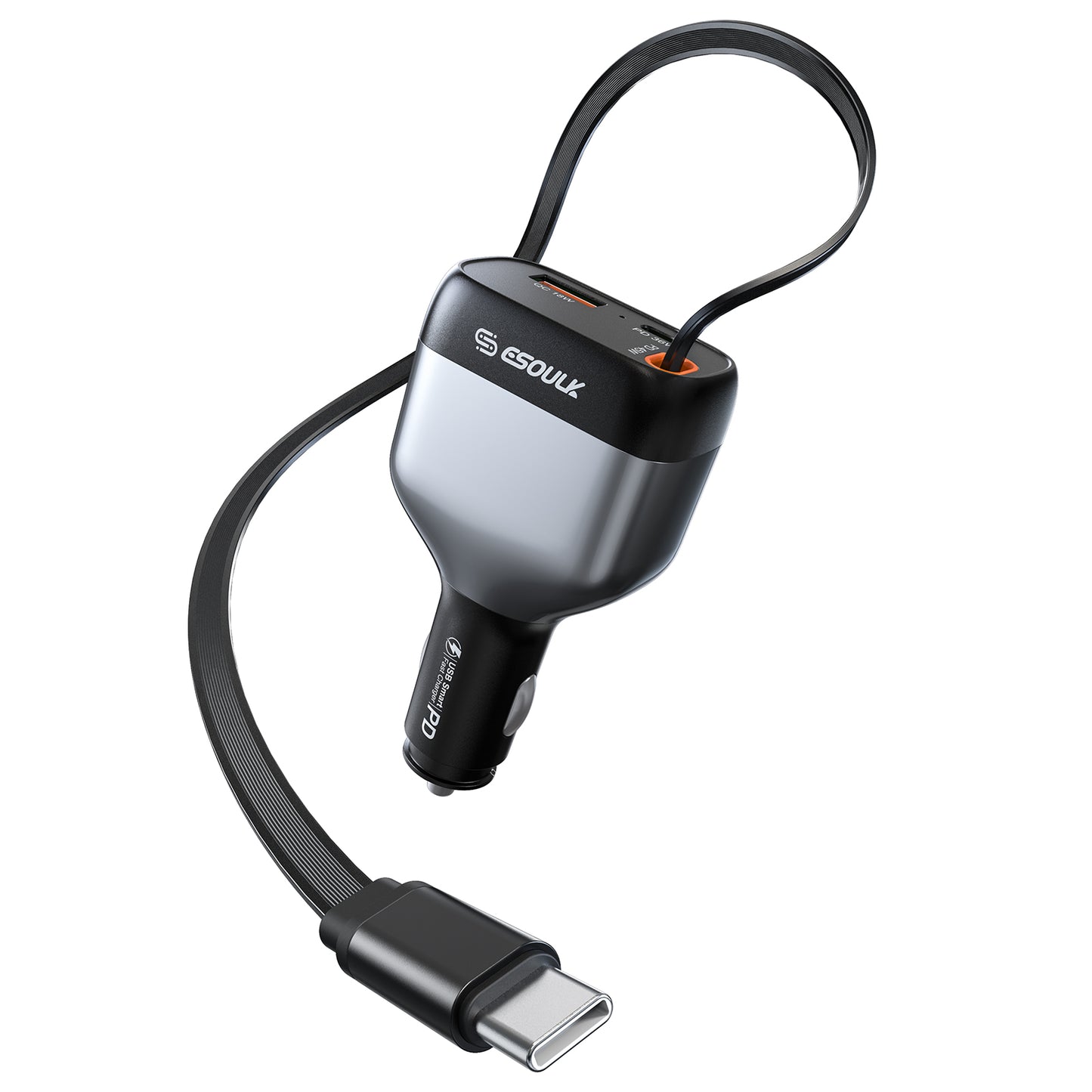 ESOULK 81W Built-in Retractable USB-C Cable Car Charger ( 1107705) (MSRP $69.99)