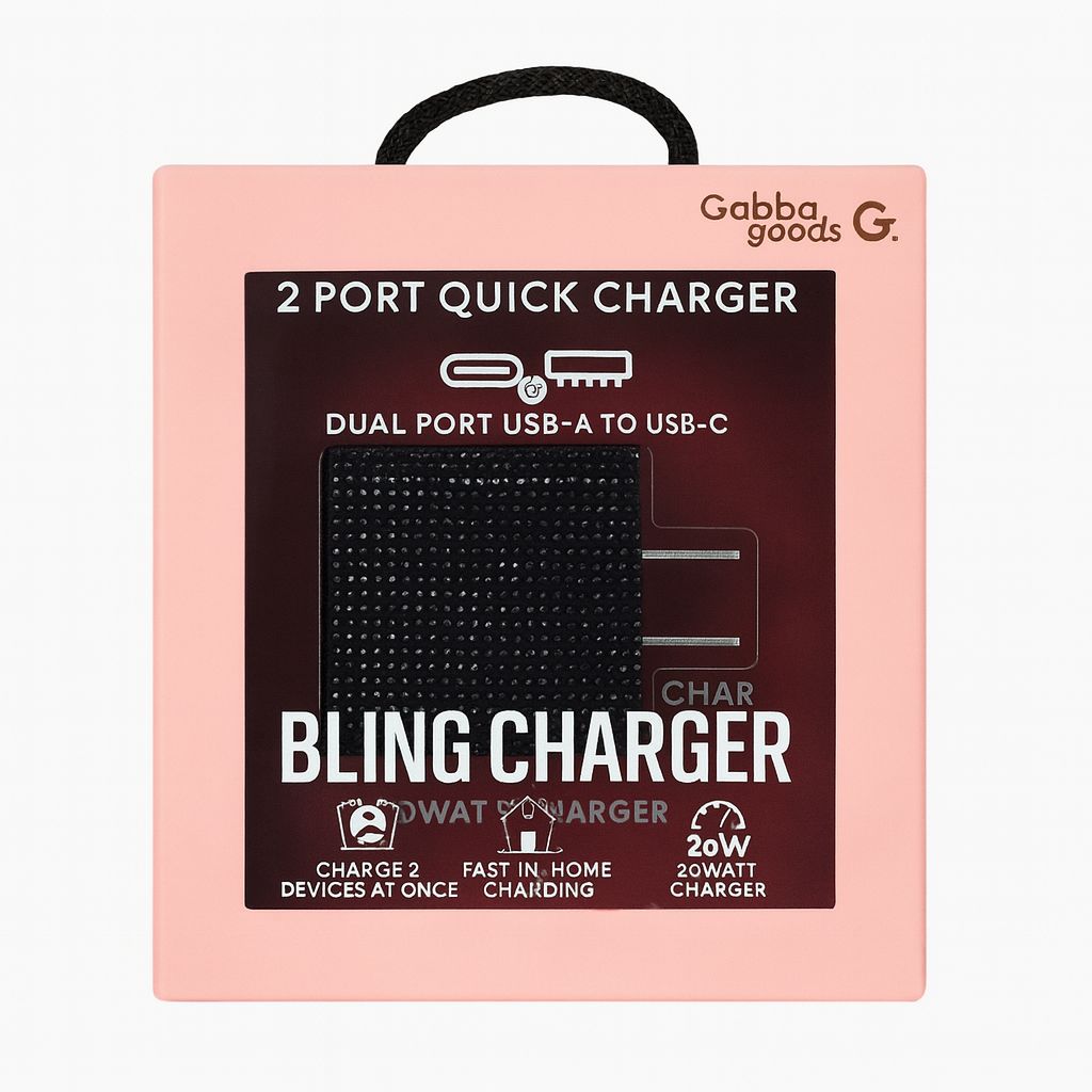 BLING 20 WATT 2 PORT QUICK CHARGER USB-A & C PORT - BLACK ( 1103516) (MSRP $49.99)