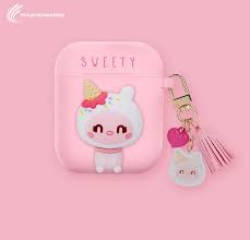 LOFTER Cute Cat Silicone Case Protective Cover for Airpods 1/2 Box -Pink (4824)