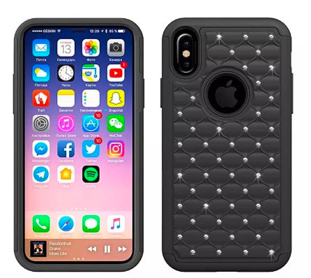 iPhone X/Xs Bling Crystal Fashion Case - Black (3213)