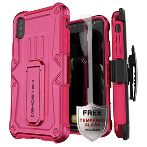 iPhone XR Ghostek Iron Armor Series Case w/ Tempered Glass PINK (1582)