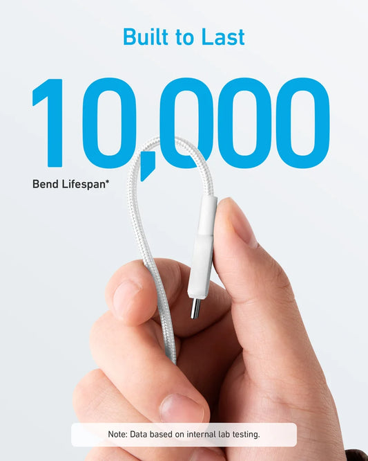 ANKER 322 BRAIDED USB-C TO USB-C 6’ CABLE - WHITE ( 1108188) (MSRP $39.99)