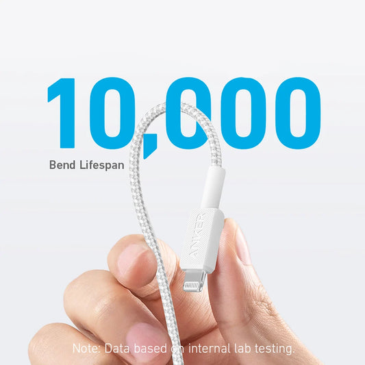 Anker 322 Braided USB-C To Lightning 10' Cable - White (1108259)(MSRP $49.99)