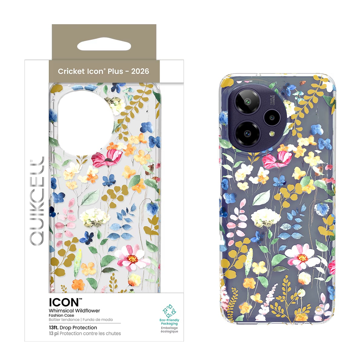 Quikcell Cricket Icon Plus – 2026 ICON Fashion Case Whimsical WildFlower (1103220) (MSRP $59.99)