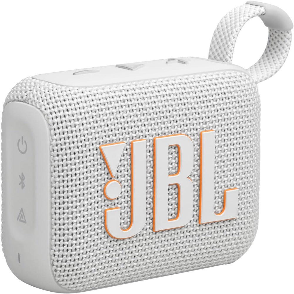 JBL Go 4 - Ultra-Portable, Waterproof and Dustproof Bluetooth Speaker, Big Pro Sound with Punchy bass, 7-Hour Built-in Battery, Made in Part with Recycled Materials (White) (1107040)