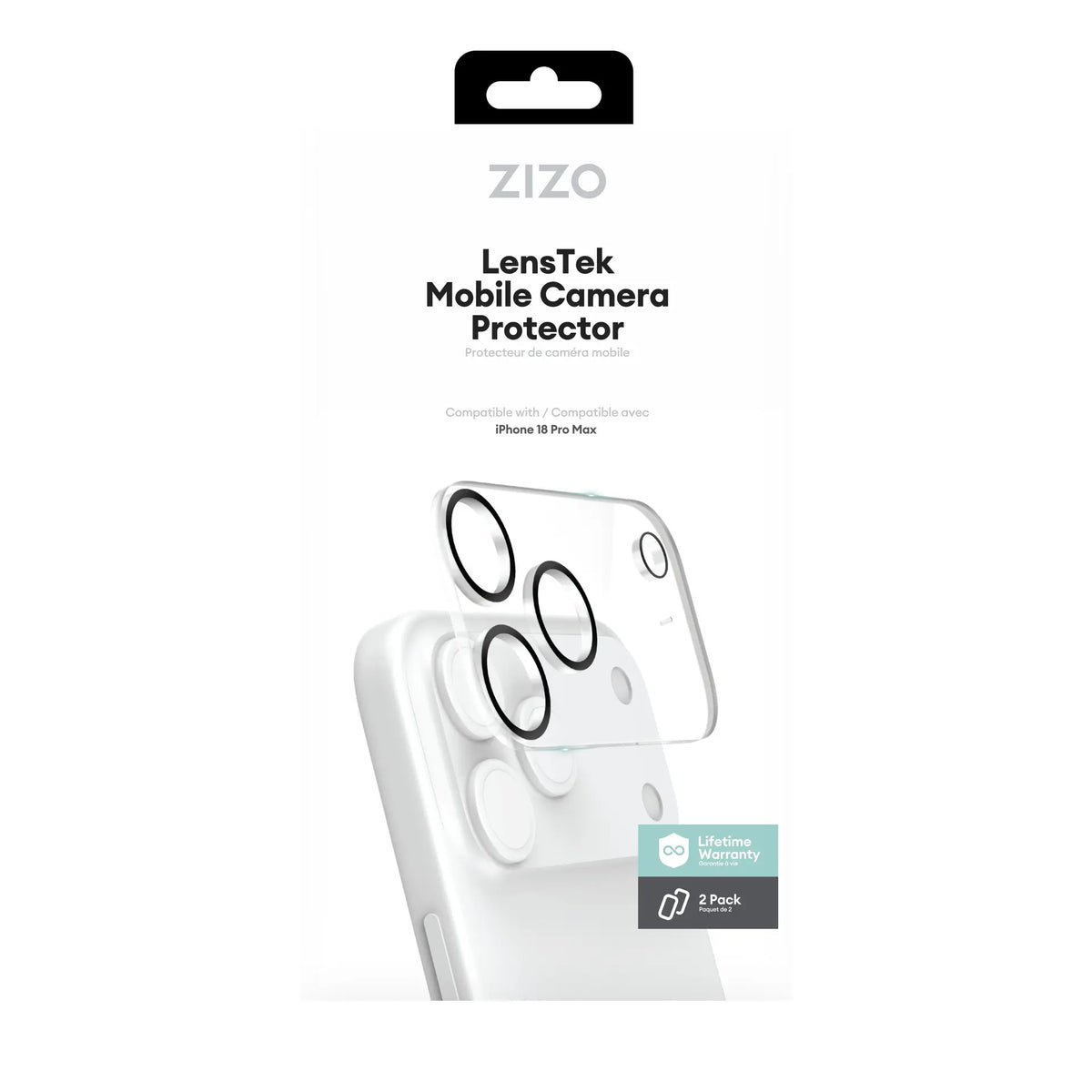 ZIZO LensTek iPhone 18 Pro / 17 Pro Camera Lens Protector (1108249) (MSRP $49.99)