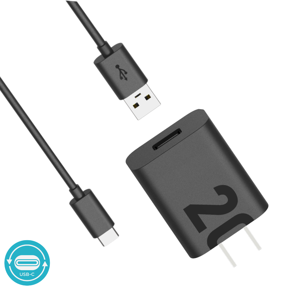 MOTOROLA 20W WALL CHARGER WITH 1M/3.3FT A2C CABLE Included - BLACK (1107766)