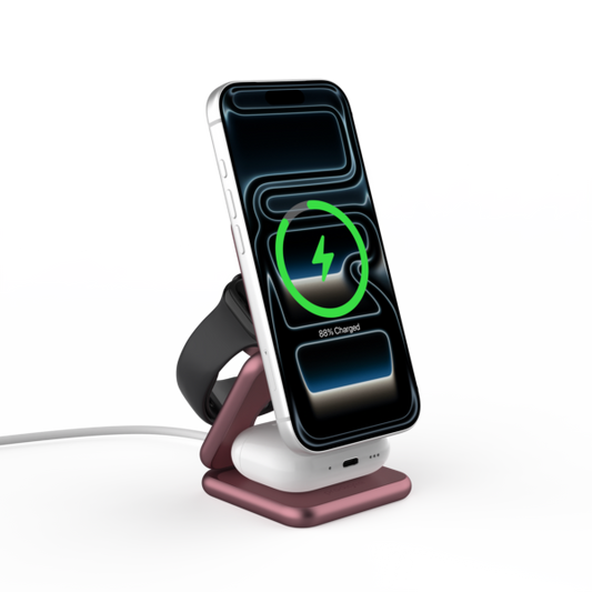 Prodigee Trio 3-in-1 Magnetic Charger for Apple Devices -Burgundy  ( 1108234) (MSRP $99.99)