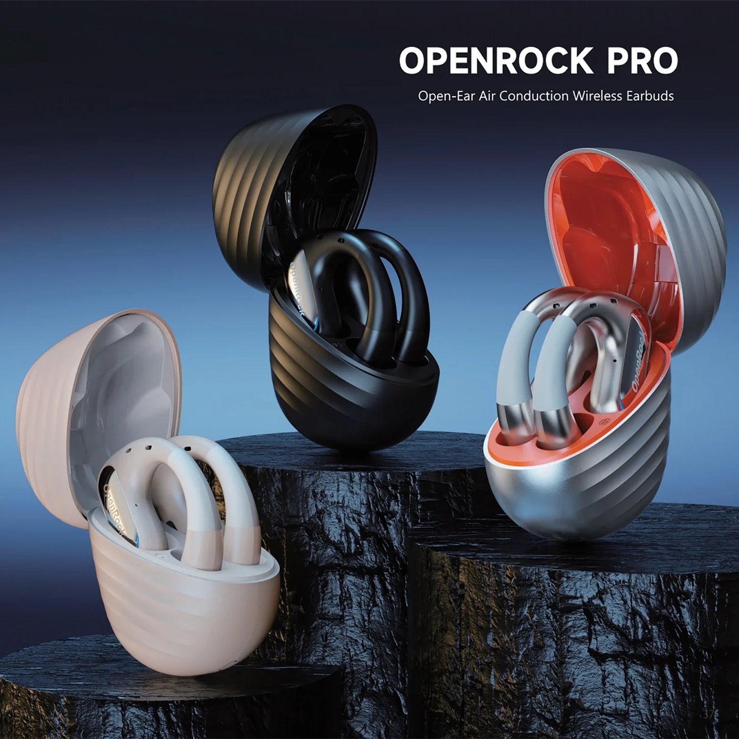 OpenRock Pro Open-Ear Bluetooth Air-Conduction Sport Earbuds with Microphone and Charging Case 46 Hours Playtime - White ( 1107526) (MSRP $129.99)