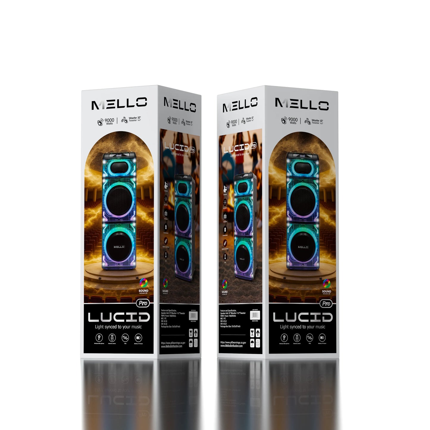 MELLO LUCID PRO 2 X 10" INCH 9000 WATTS PARTY SPEAKER(1103327) (MSRP $499.99)