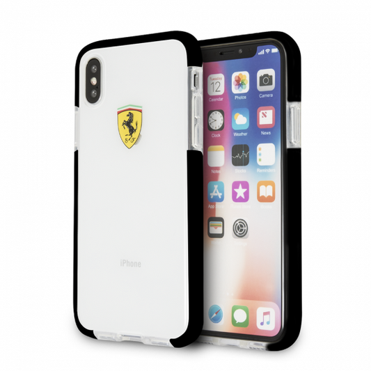 IPHONE X & IPHONE XS  FERRARI ON TRACK COLLECTION, TPU/PC BLACK TRANSPARENT SHOCK ABSORPTION CASE WI(130)