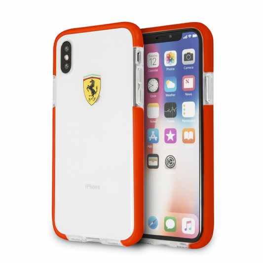 IPHONE X & IPHONE XS  FERRARI ON TRACK COLLECTION, TPU/PC RED TRANSPARENT SHOCK ABSORPTION CASE WITH(131)