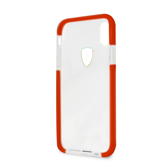 IPHONE X & IPHONE XS  FERRARI ON TRACK COLLECTION, TPU/PC RED TRANSPARENT SHOCK ABSORPTION CASE WITH(131)