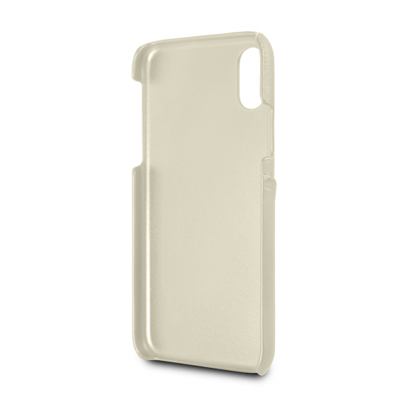 iPhone X & iPhone XS BMW Beige Genuine Leather/Card Slot Hard Case(126)