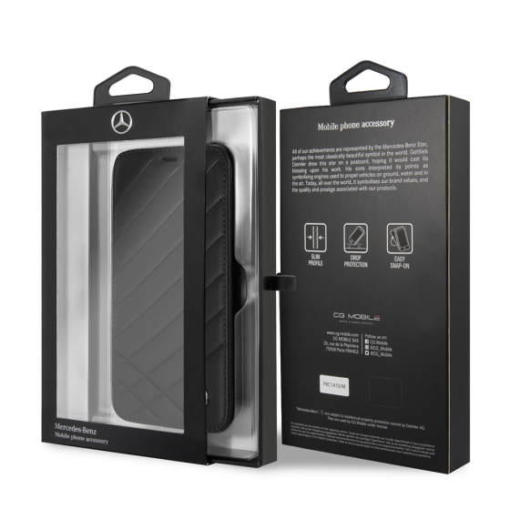IPHONE X & IPHONE XS MERCEDES-BENZ LEATHER PATTERN II - WALLET CASE(127)