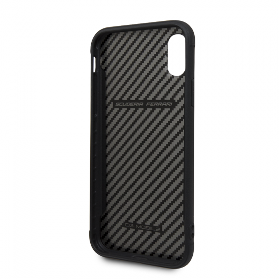 iPhone XS Max Ferrari Black Hard Case with Printed Carbon Effect(113)