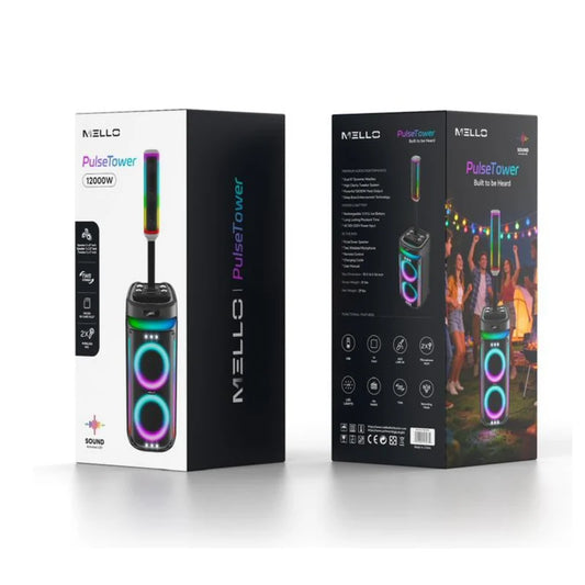 MELLO PULSE TOWER 2X8" INCH 12000 WATTS PARTY SPEAKER ( 1108174) (MSRP $399.99)