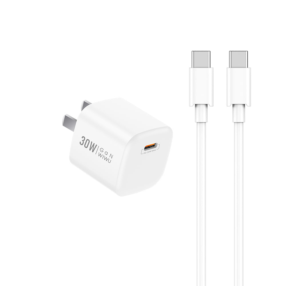 WIWU Best quality 30W USB C Fast Charger for iPhone, Power Delivery +30W PD fast Charger Suit Wall Charger with USB C to Lightning (1106607)