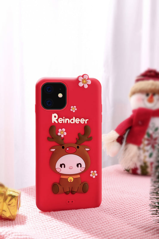 LOFTER Nice Girls Phone Cases A Gift Set Covers Cute 3D Reindeer Flower Silicone TPU Wrist Lanyard Strap For iPhone 11 Pro  (4816)