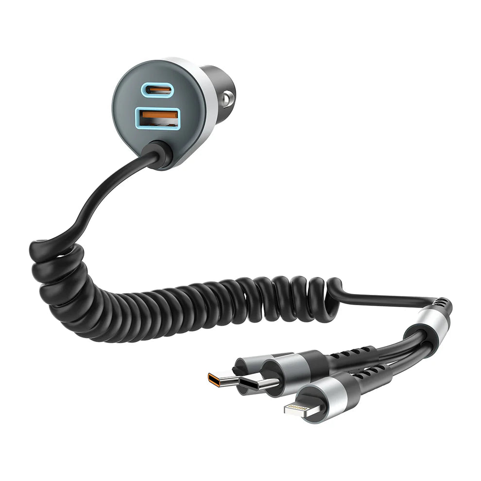 ESEEKGO C-35BK Retractable 60W Car Charger with 3 In 1 Cable  (1107579) (MSRP 59.99)