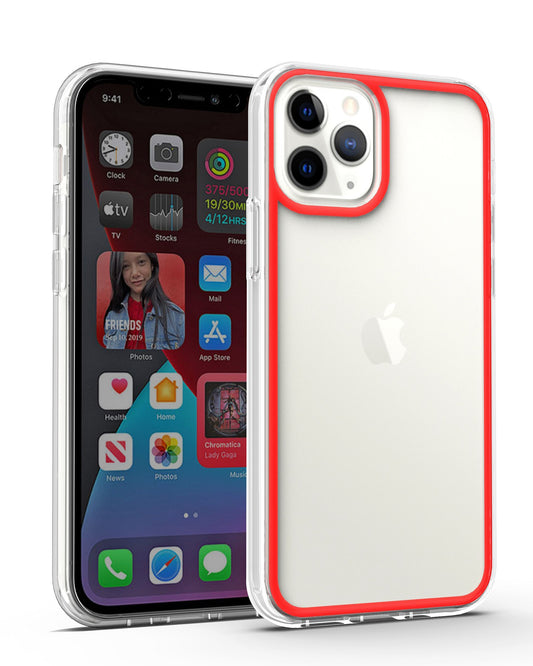 Apple iPhone SE 3 (2022) SE/8/7 Colored Frame Bumper Silk Print PC TPU Hybrid Case Cover - Red (1106010)