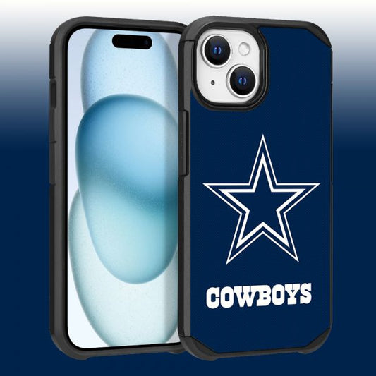Apple iPhone 15 (6.1) / iPhone 14 (6.1) / iPhone 13 (6.1) - NFL Licensed Dallas Cowboys Team Logo on Blue Textured Dual Layer Case (1103109) (MSRP $44.99)