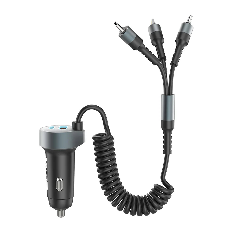 ESEEKGO C-35BK Retractable 60W Car Charger with 3 In 1 Cable  (1107579) (MSRP 59.99)