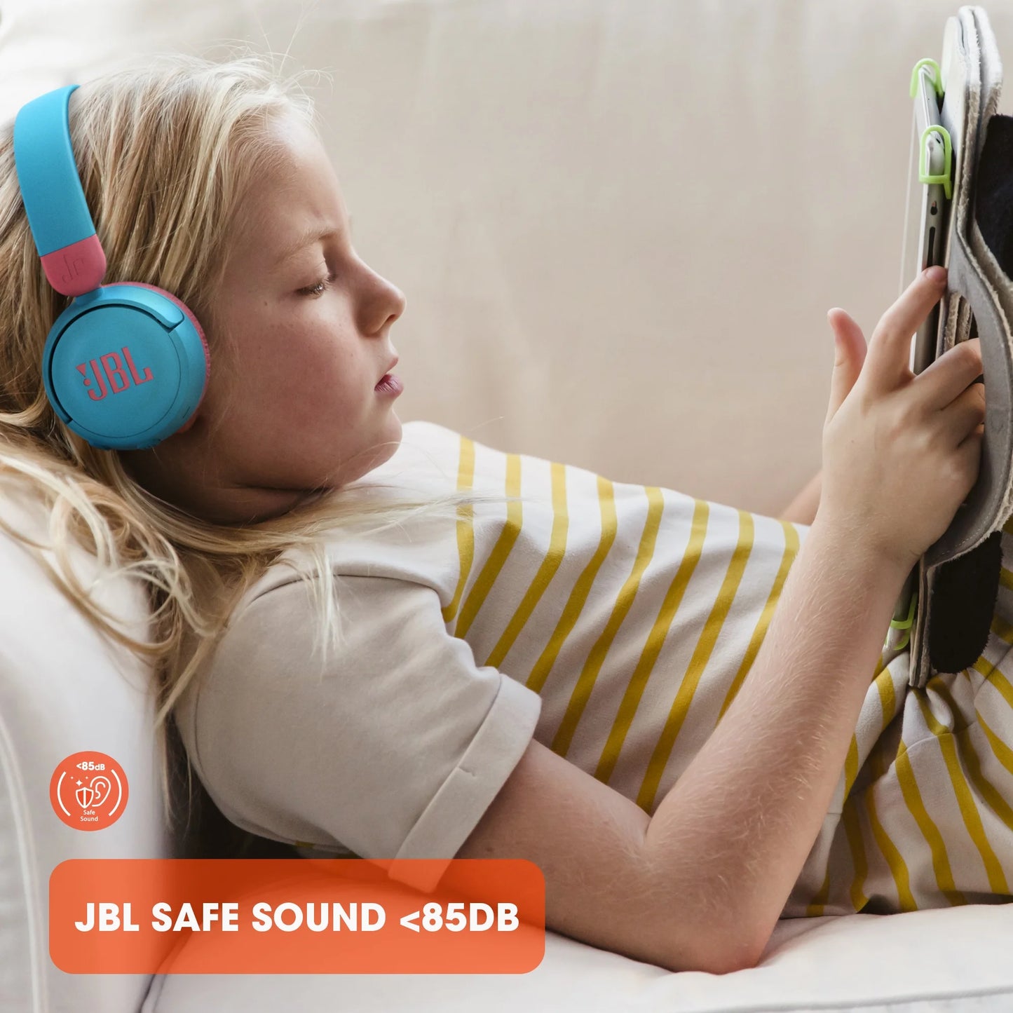 JBL Jr310BT Kids Wireless On-Ear Headphones - Bluetooth Headphones with Microphone, Safe Sound Under 85dB Volume, 30H Battery, Foldable, Comfort, Easy, Soft, Cool Colors Blue  ( 1103541) (MSRP $49.99)