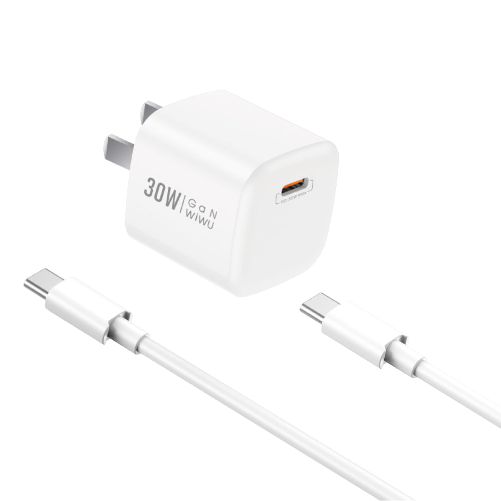 WIWU Best quality 30W USB C Fast Charger for iPhone, Power Delivery +30W PD fast Charger Suit Wall Charger with USB C to Lightning (1106607)