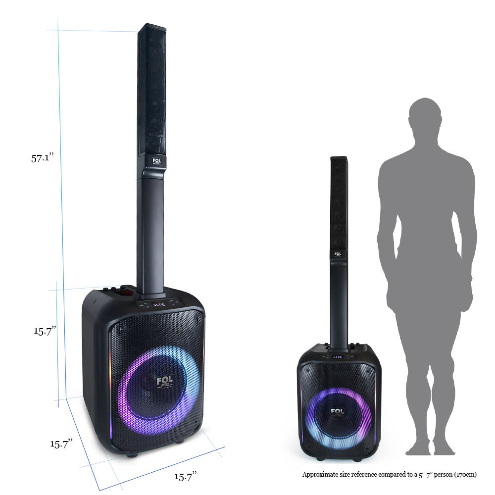 FOL FS-T868 LED Lighting Wireless Tower Speaker with Wireless Microphone, Black, 4 Count ( 1107974) (MSRP $499.99)