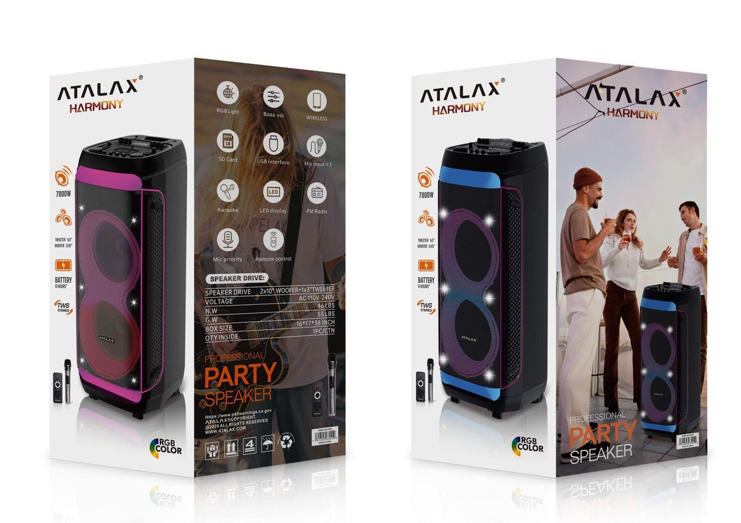 ATALAX - HARMONY 2X10 INCH PARTY SPEAKER  (1103023)