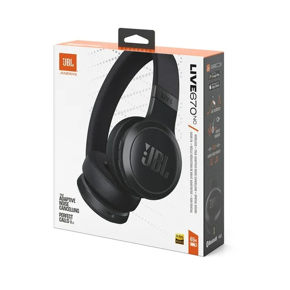 JBL Live 670NC - Wireless On-Ear Headphones with True Adaptive Noise Cancelling - Black (1103158) (MSRP $149.99)