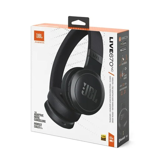 JBL Live 670NC - Wireless On-Ear Headphones with True Adaptive Noise Cancelling - Black (1103158) (MSRP $149.99)