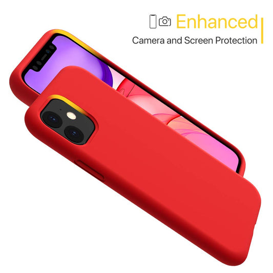 iPhone 11 Pro 5.8 Silicone Case , Liquid Silicone Full Body Thickening Design Phone Case (with Microfiber Lining) - Red (4687)