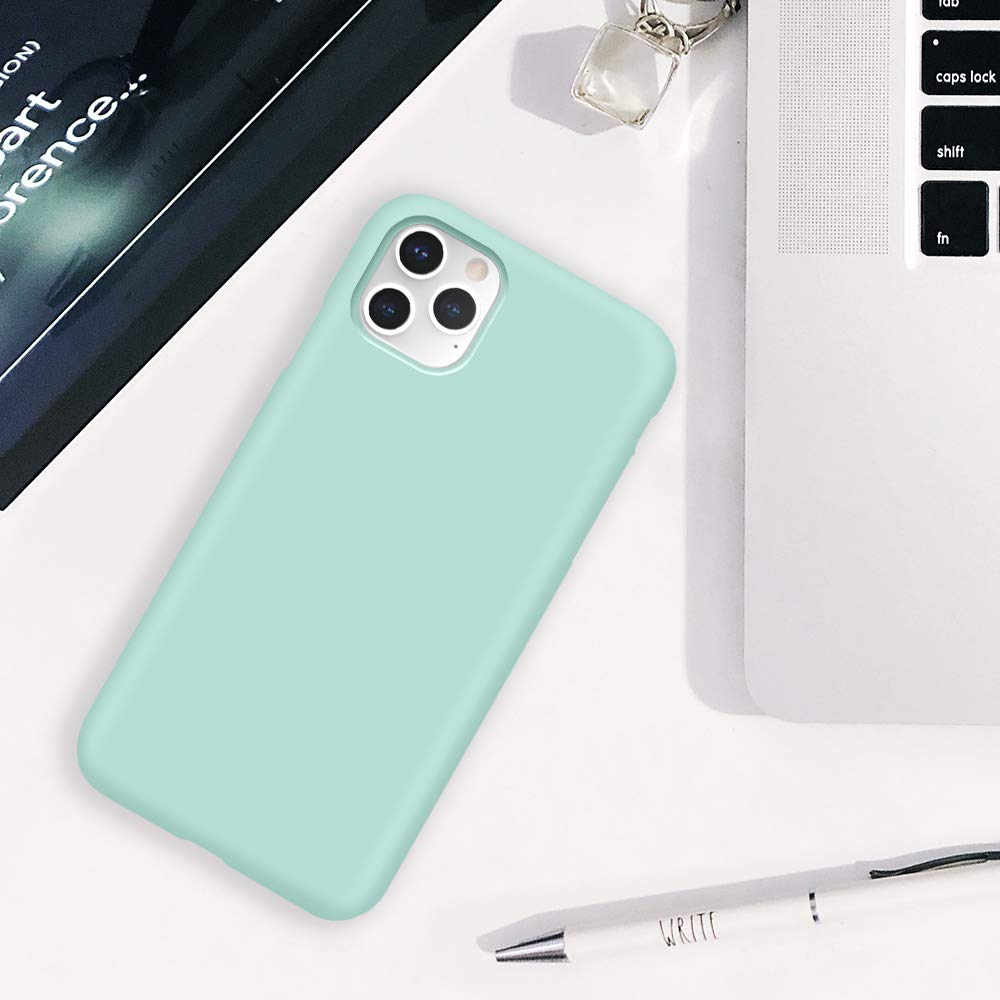 iPhone 11 Pro 5.8 Silicone Case , Liquid Silicone Full Body Thickening Design Phone Case (with Microfiber Lining) -Teal (4684)