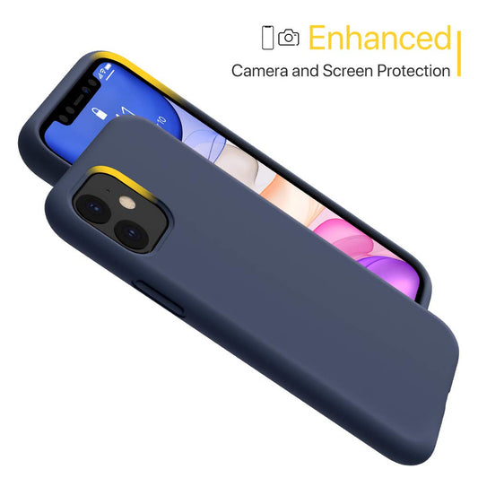 iPhone 11 Pro 5.8 Silicone Case , Liquid Silicone Full Body Thickening Design Phone Case (with Microfiber Lining) -Dark Blue (4685)
