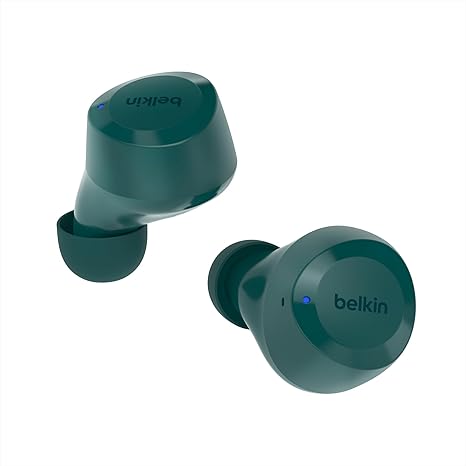Belkin SoundForm Bolt True Wireless Earbuds, Wireless Charging, IPX4 Sweat and Water-Resistant, USB-C, Up to 28 Hours of Battery Life for Apple iPhone, Samsung Galaxy, Google Pixel, and More - Teal (1103084) (MSRP 49.99)