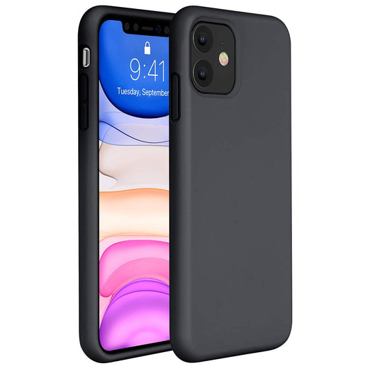 iPhone 11 Pro 5.8 Silicone Case , Liquid Silicone Full Body Thickening Design Phone Case (with Microfiber Lining) - Black (4686)