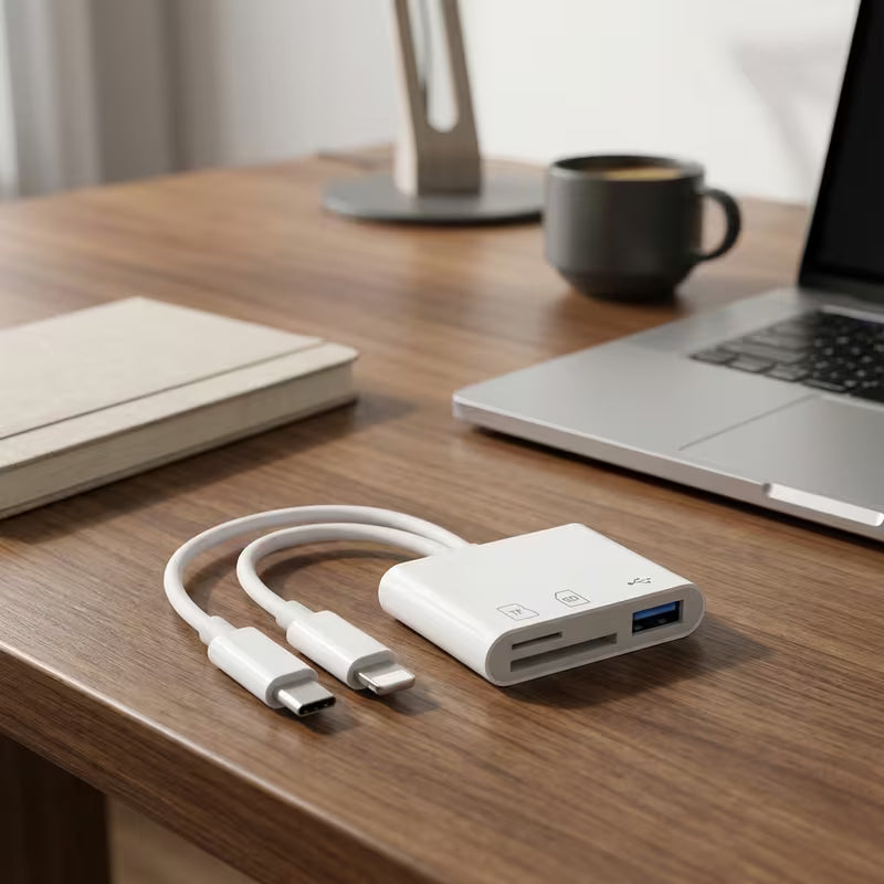 5-in-1 Card Reader Lightning/Type C to USB 3.0/SD/TF Card Adapter Memory Card Reader (1108122) (MSRP $39.99)