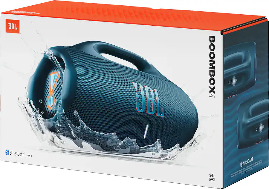 JBL Boombox 4, Portable Bluetooth Speaker, JBL Pro Sound with AI Sound Boost, IP68 Waterproof/Dustproof, Up to 34H Playtime, Auracast Multi-Speaker Connection, Two Bass Boost Settings.  Blue  (1108085) (MSRP $699.99)