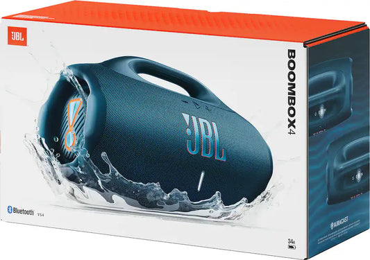 JBL Boombox 4, Portable Bluetooth Speaker, JBL Pro Sound with AI Sound Boost, IP68 Waterproof/Dustproof, Up to 34H Playtime, Auracast Multi-Speaker Connection, Two Bass Boost Settings.  Blue  (1108085) (MSRP $699.99)