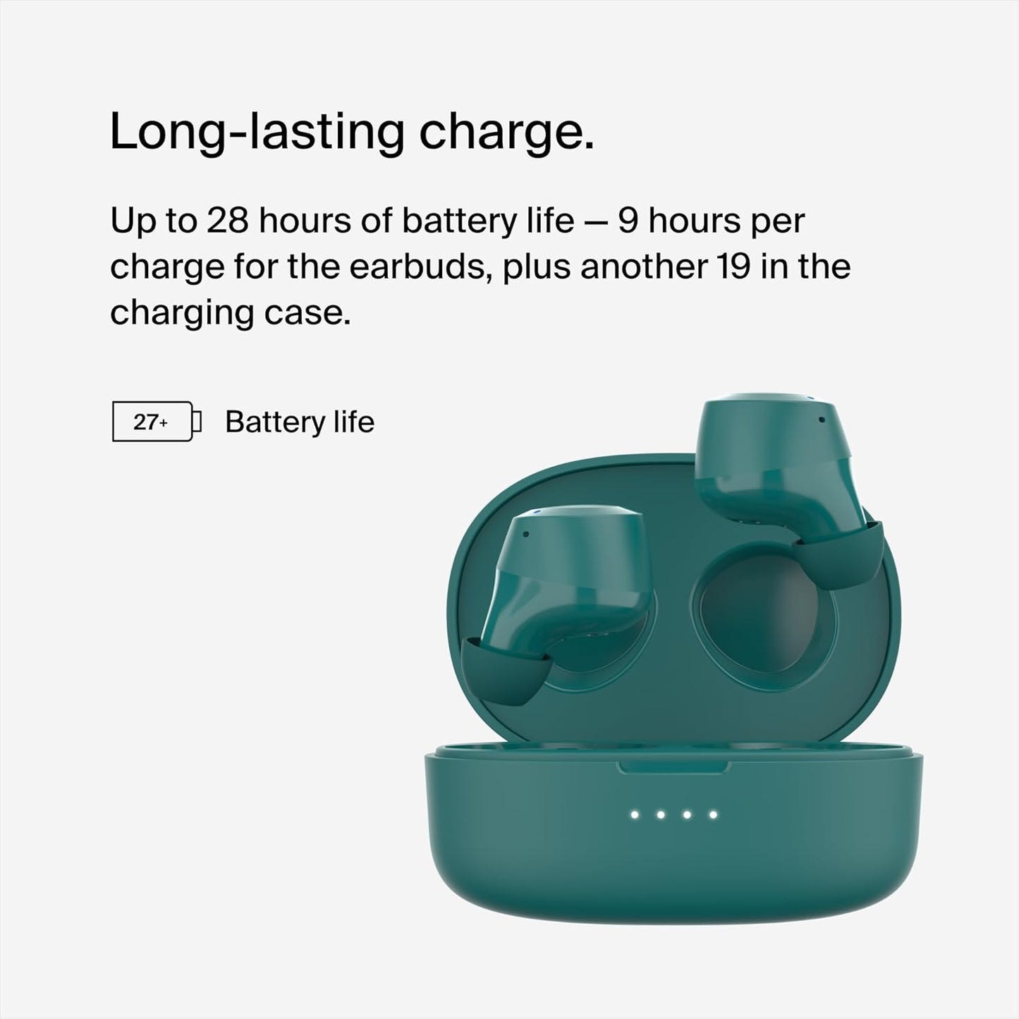 Belkin SoundForm Bolt True Wireless Earbuds, Wireless Charging, IPX4 Sweat and Water-Resistant, USB-C, Up to 28 Hours of Battery Life for Apple iPhone, Samsung Galaxy, Google Pixel, and More - Teal (1103084) (MSRP 49.99)