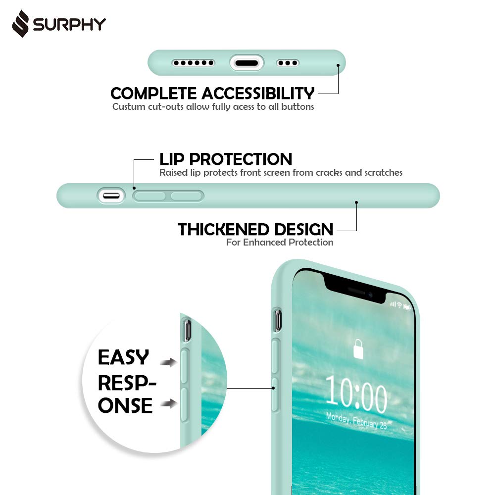 iPhone 11 Pro 5.8 Silicone Case , Liquid Silicone Full Body Thickening Design Phone Case (with Microfiber Lining) -Teal (4684)