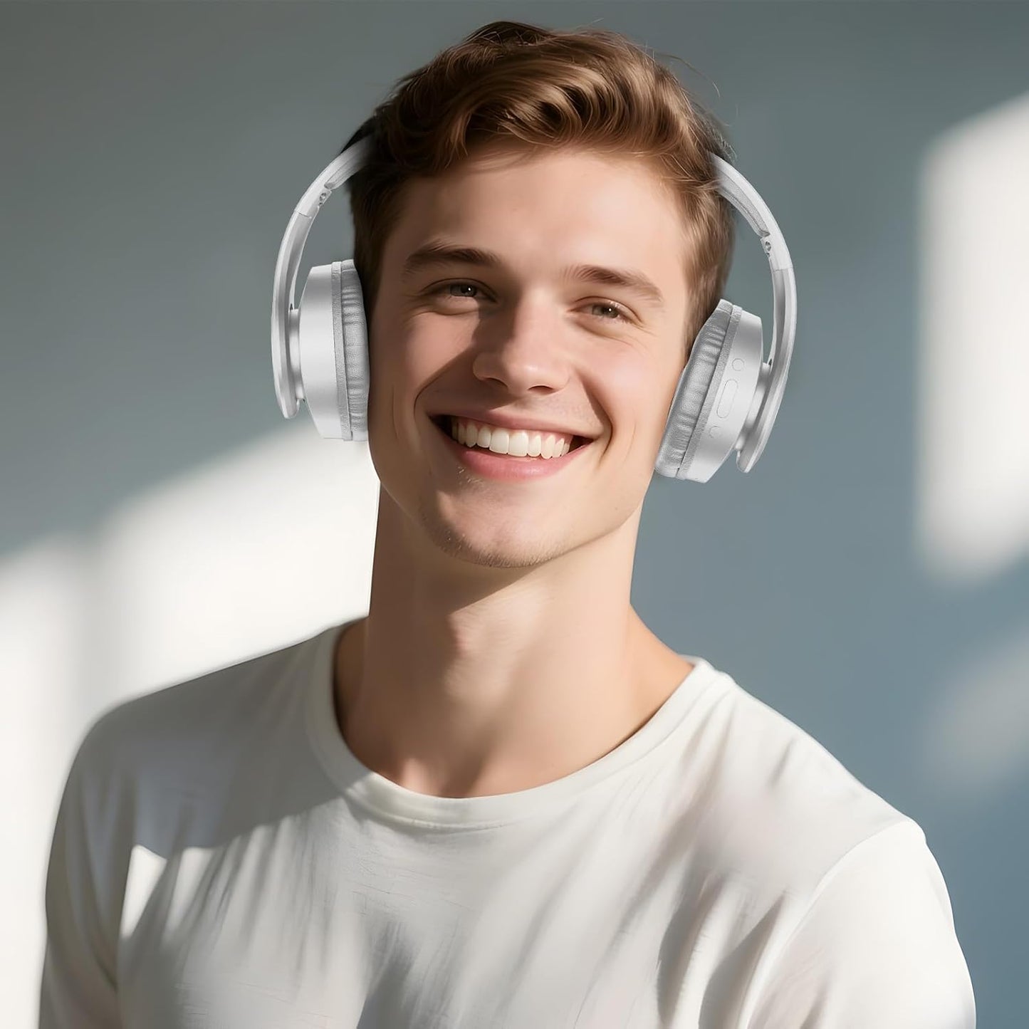 TUINYO Bluetooth Headphones Wireless, Over Ear Stereo Wireless Headset 40H Playtime with deep bass, Soft Memory-Protein Earmuffs, Built-in Mic Wired Mode PC/Cell Phones/TV-White  ( 1103646) (MSRP $39.99)