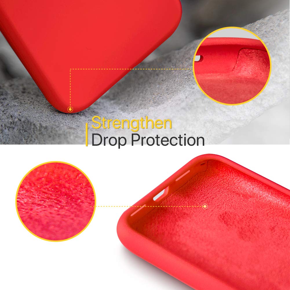 iPhone 11 Pro 5.8 Silicone Case , Liquid Silicone Full Body Thickening Design Phone Case (with Microfiber Lining) - Red (4687)