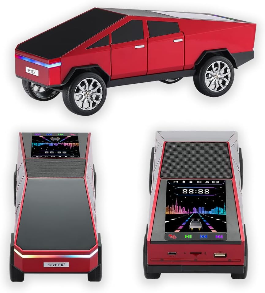 WS-580 Bluetooth Pickup Truck Replica Portable Speaker,with Display Screen,HD Sound, TWS Pairing, FM Radio,Built-in Microphone Hands-Free Calling, LED Party Light, Surprise Gift for Car Lovers(Black) ( 1103714) (MSRP $69.99)