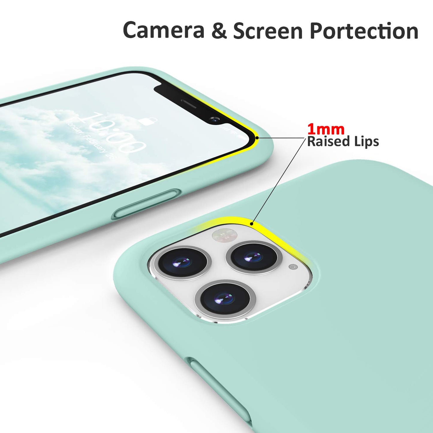 iPhone 11 Pro 5.8 Silicone Case , Liquid Silicone Full Body Thickening Design Phone Case (with Microfiber Lining) -Teal (4684)